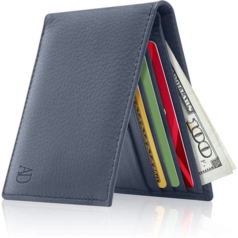 mens minimalist leather wallet rfid blocking aluminum card holder-lefada us|mini wallet for men.